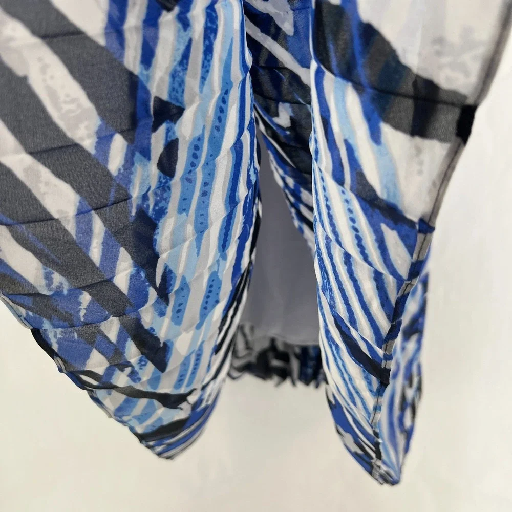 Black Label by Chico's Maxi‎ Skirt Womens M Blue White Zebra Print Lined Pleated